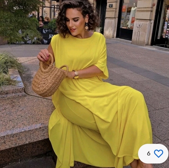 ZARA 2023 BEAUTIFUL"LIMITED EDITION" LONG YELLOWKNIT CAPE DRESS - Picture 8 of 11